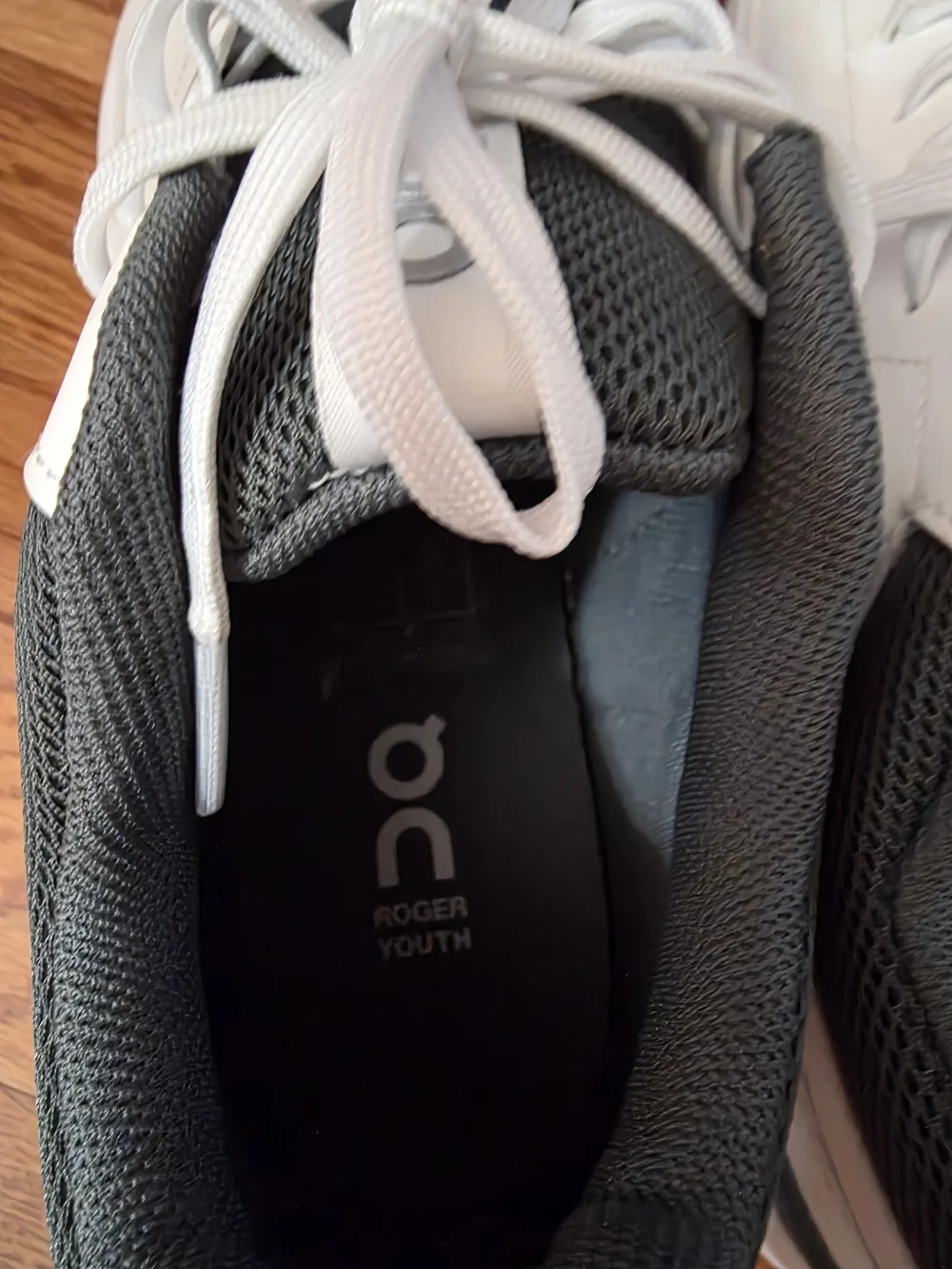 On Running Kids White Sneakers with Gray Accents